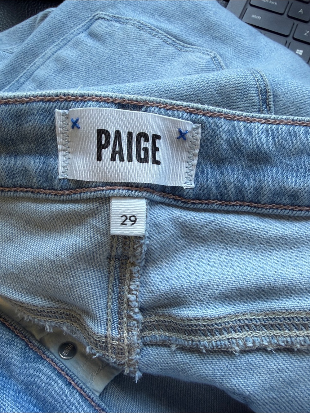 Paige Jean Amber Billie Raw Hem Straight Leg Light Wash Designer Sz 29 - Picture 7 of 10